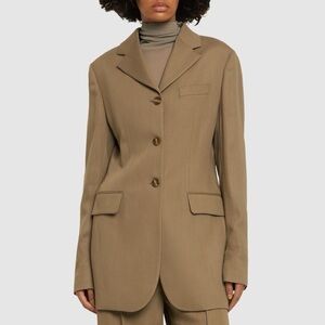 Acne Studios Jolcie Single-Breasted Wool Blazer in Mud Beige